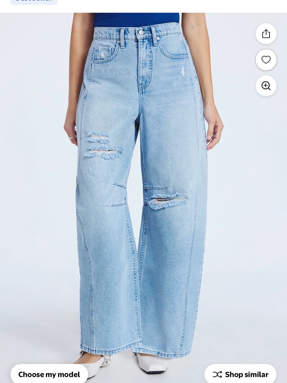 Scoop High Rise Barrel Jeans Distressed Light Wash NWT Size 2 - Picture 2 of 7